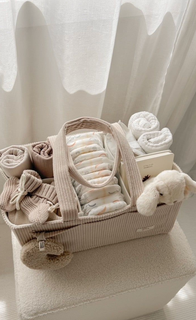 Elegant Baby And Fur Nursery Storage Organizer adding aesthetic and organization to a modern baby room setup