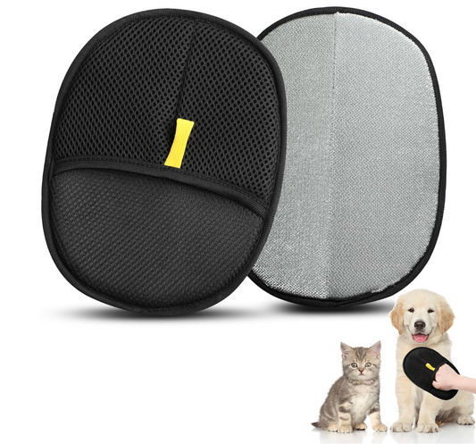 Baby and Fur DualGroom double-sided pet hair removal gloves showing mesh material construction in pack of 2 for cats and dogs