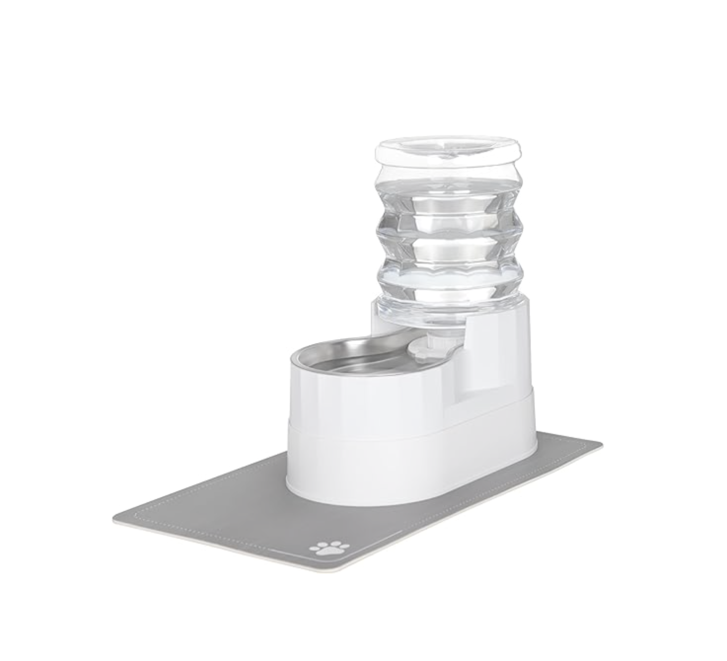 Baby and Fur Auto-Flow gravity pet water dispenser showing automatic self-dispensing design for cats and dogs with no electricity required