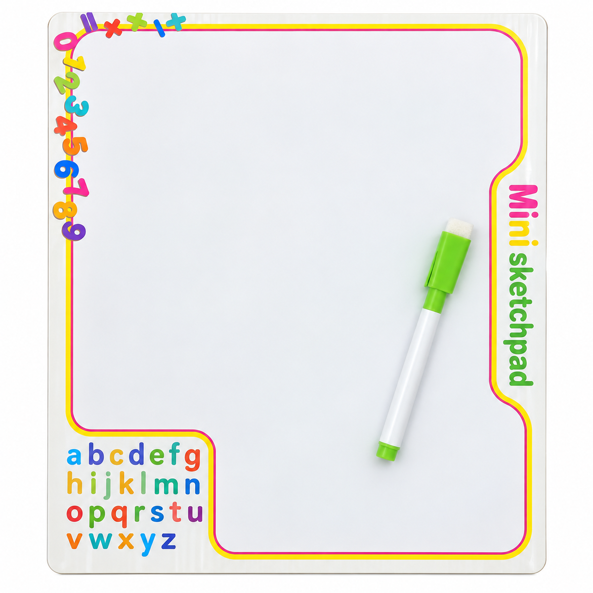 Product image demonstrating the two learning activities in one board — parent-and-baby animal puzzle play on one side and a reusable drawing whiteboard on the reverse.