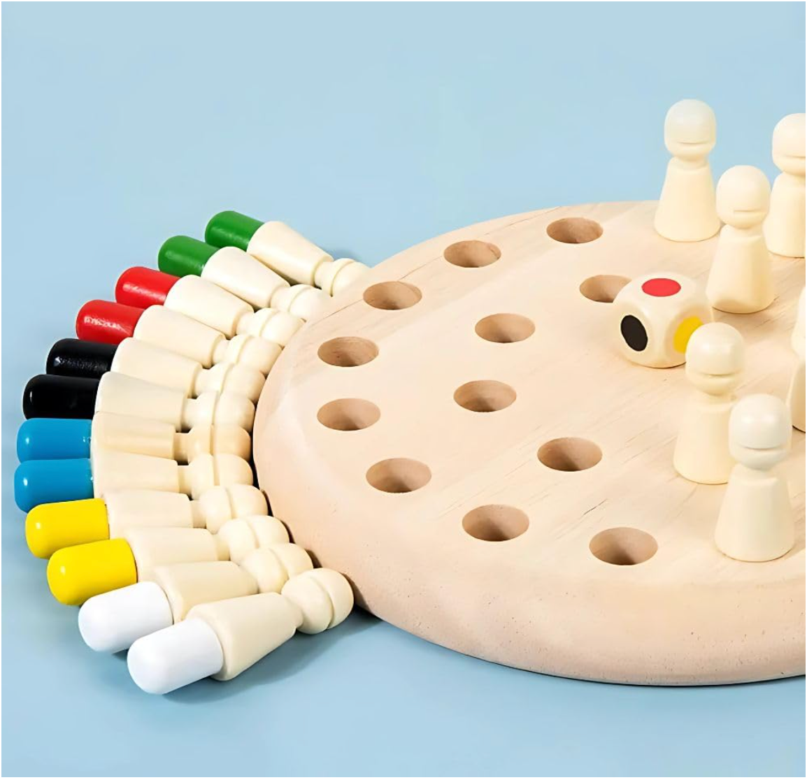 6 vibrant colours, 36 pieces, endless fun. The perfect introduction to colour recognition, memory, and strategic thinking