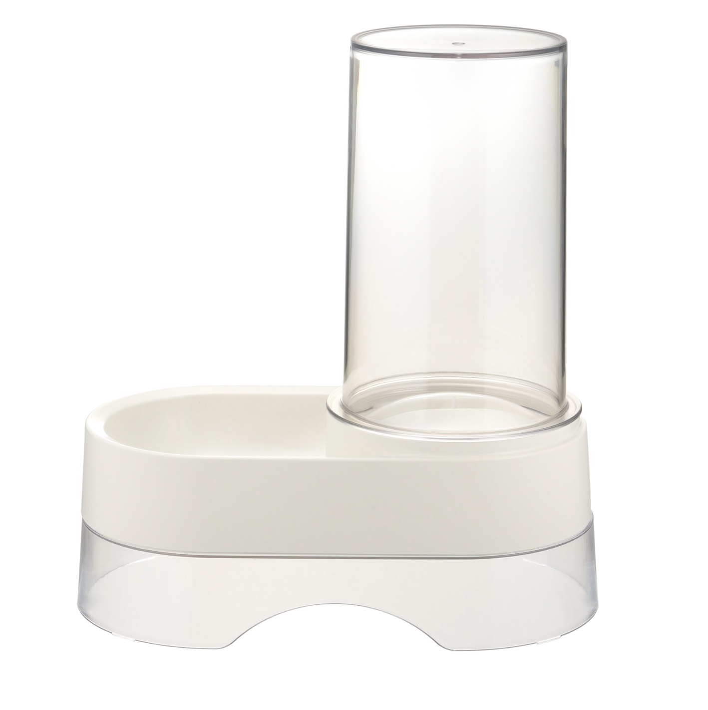 Cat drinking from Baby and Fur automatic gravity water dispenser demonstrating hands-free hydration for independent pets