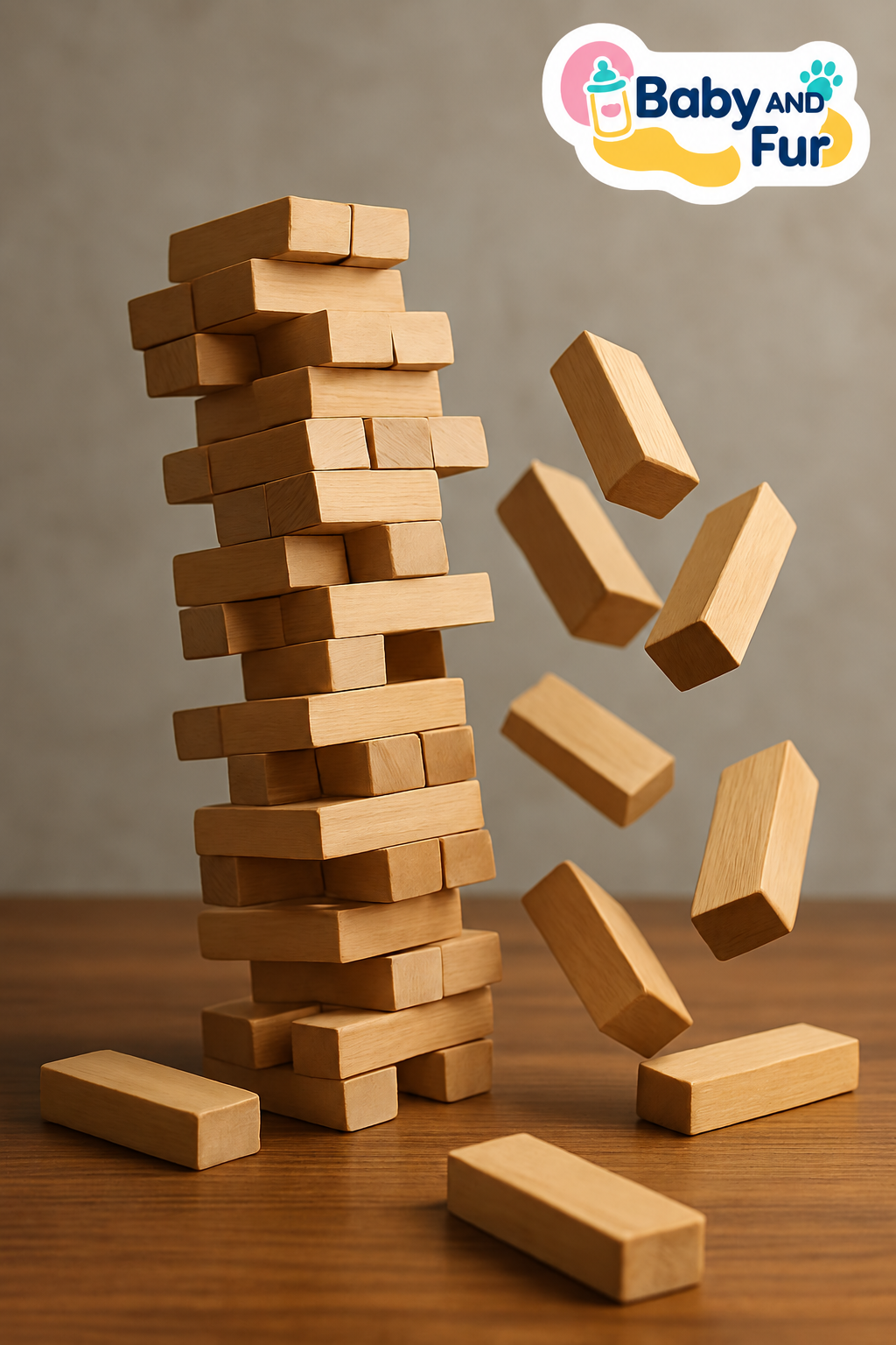 Bring friendly competition to café game nights, college hangouts and house parties with the Baby And Fur wooden tower game. This tabletop balancing game for teens and adults turns a simple stack of blocks into a shared challenge full of suspense, strategy and laughter.