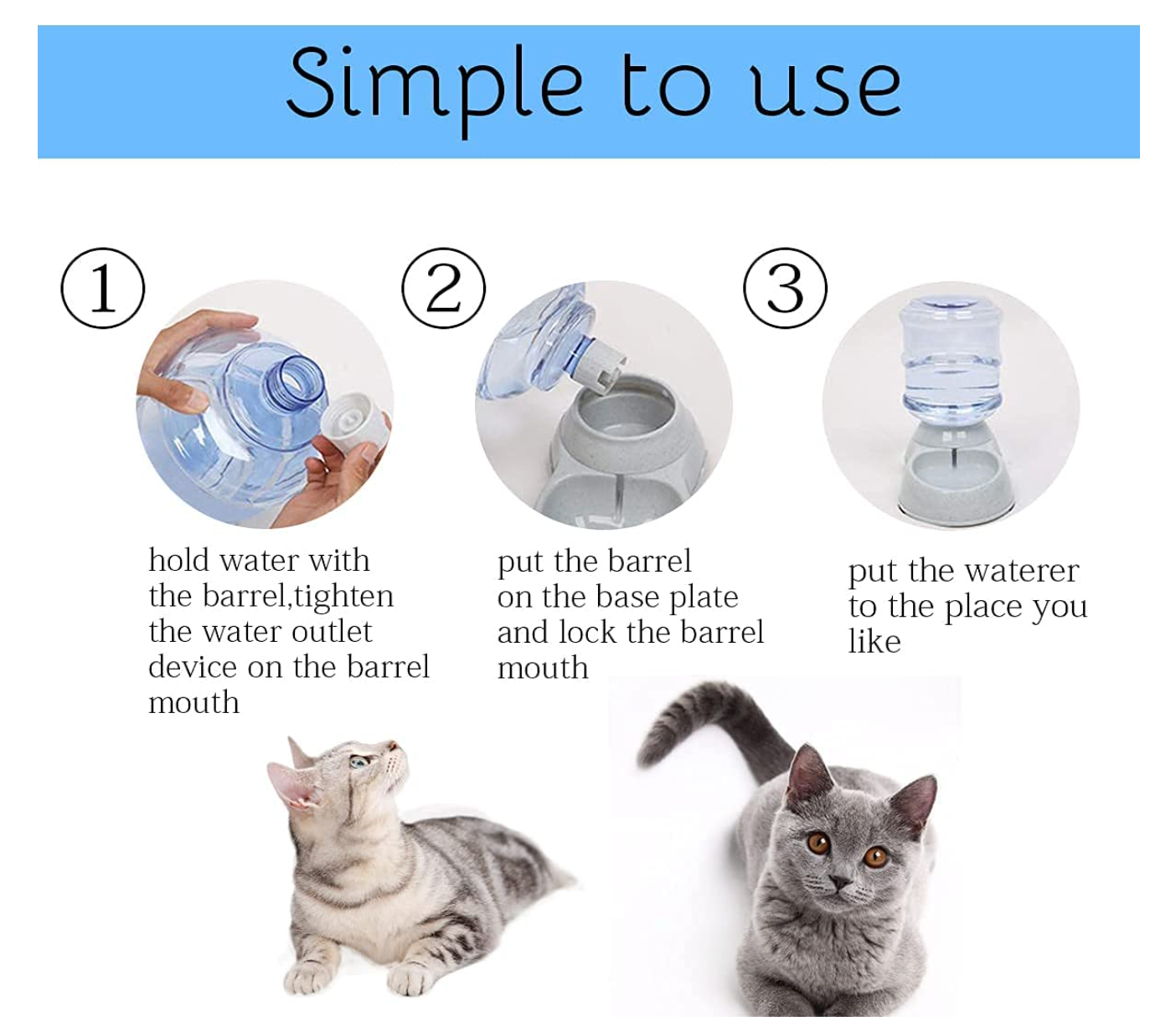 Close-up of Baby and Fur gravity-fed automatic refill mechanism showing self-dispensing water system without electricity