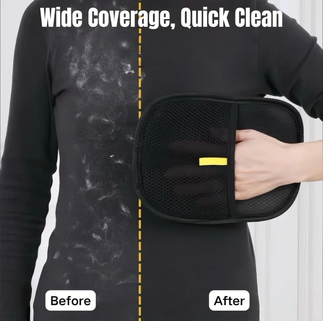 Demonstration of collected pet fur on Baby and Fur grooming gloves showing easy peel-off hair removal effectiveness
