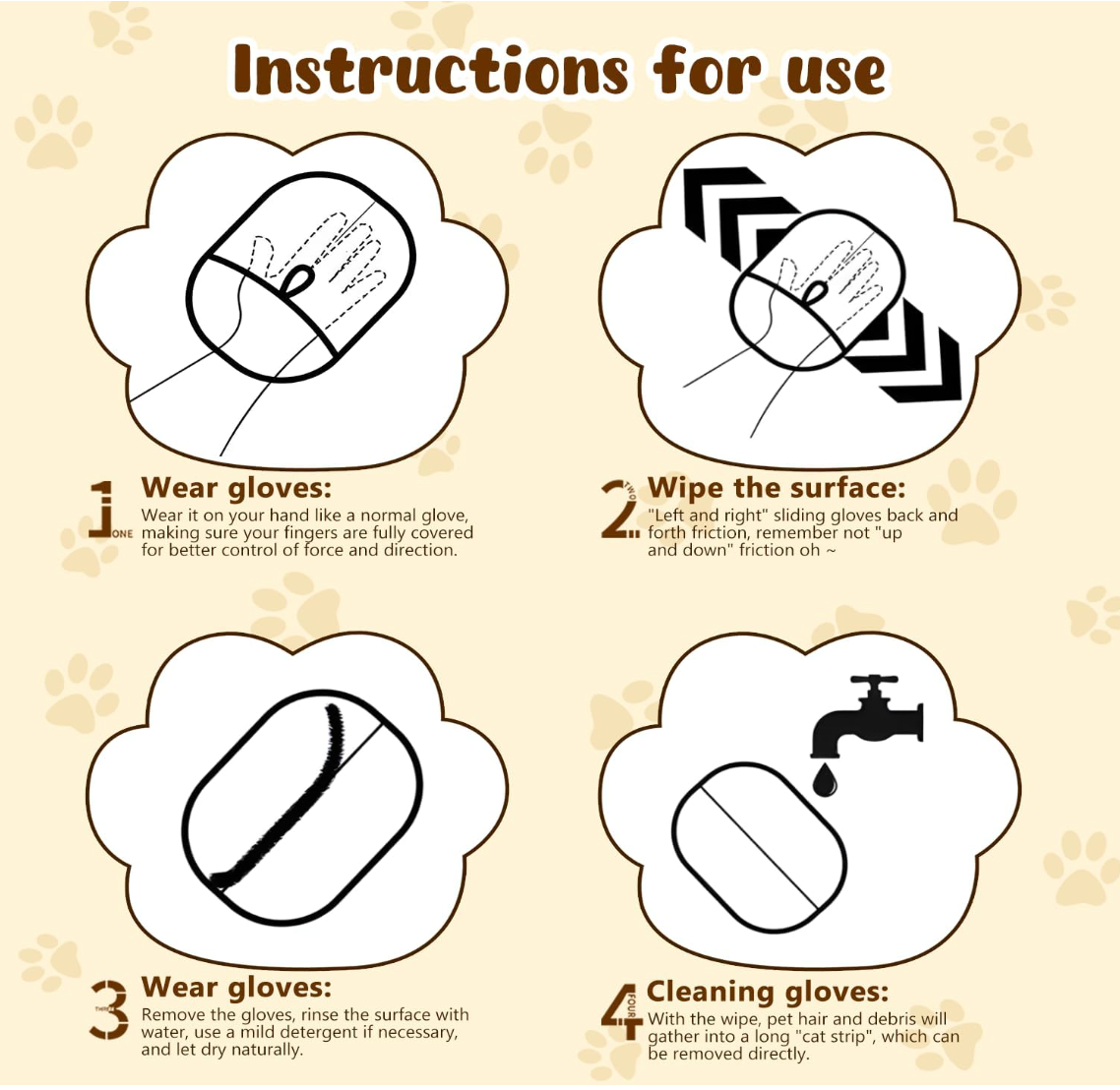 Baby and Fur grooming gloves removing pet hair from furniture and upholstery showing versatile cleaning application