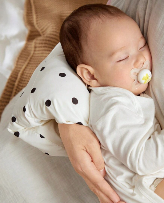 Polka dot printed, white cotton Nursing hand pillow for baby feeding. Very Useful for Mom, new born mom.Hand rest for mom while feeding. Pillow for mom while feeding baby 