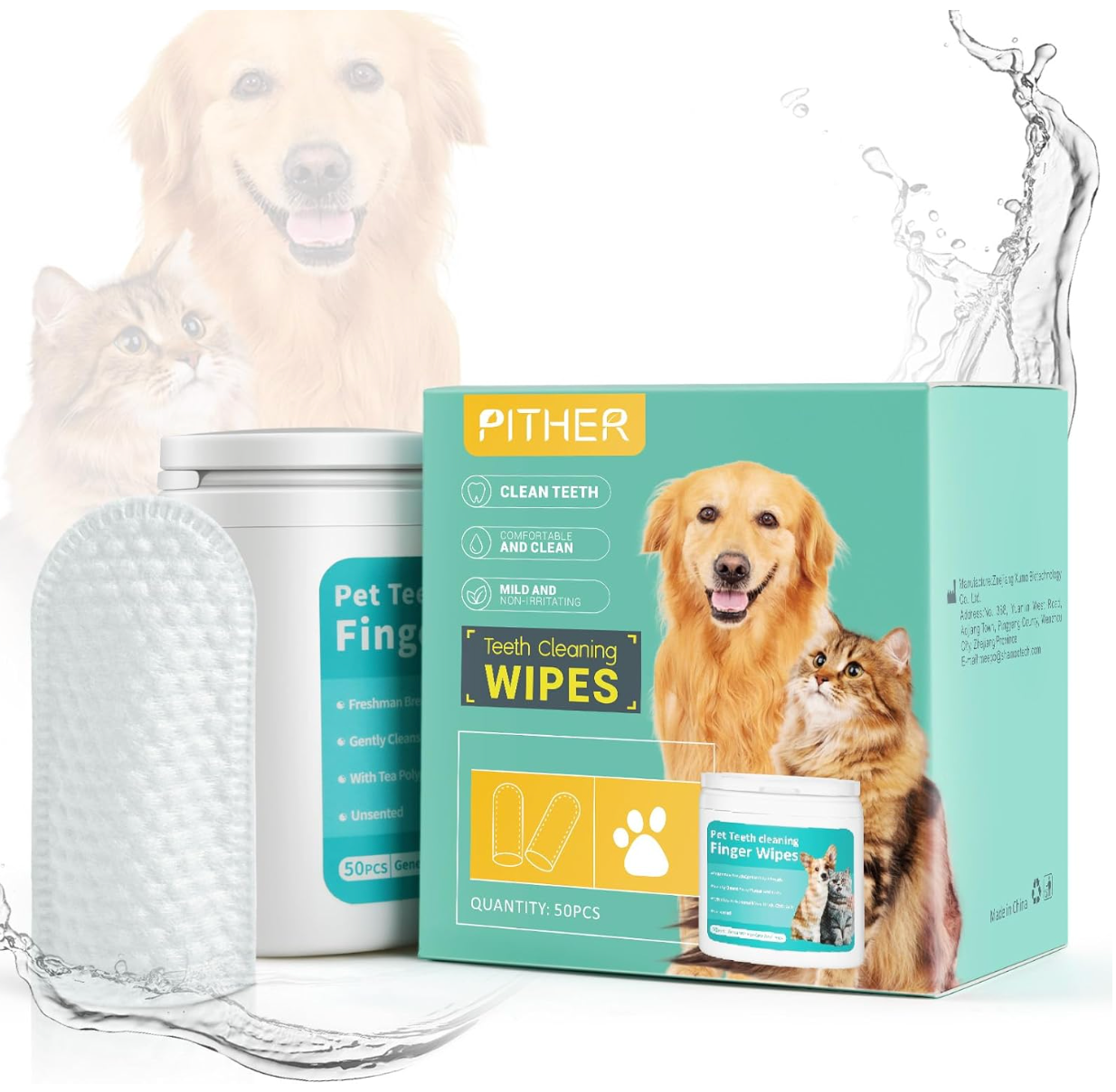 Baby and Fur dental finger wipes effectively remove tartar and plaque buildup from dogs and cats in a gentle way.