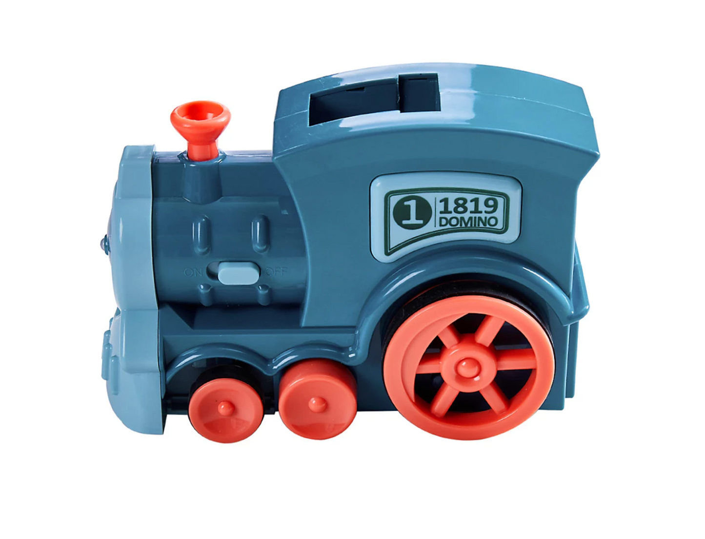 Creative domino trail setup made with Baby and Fur automatic domino train educational toy