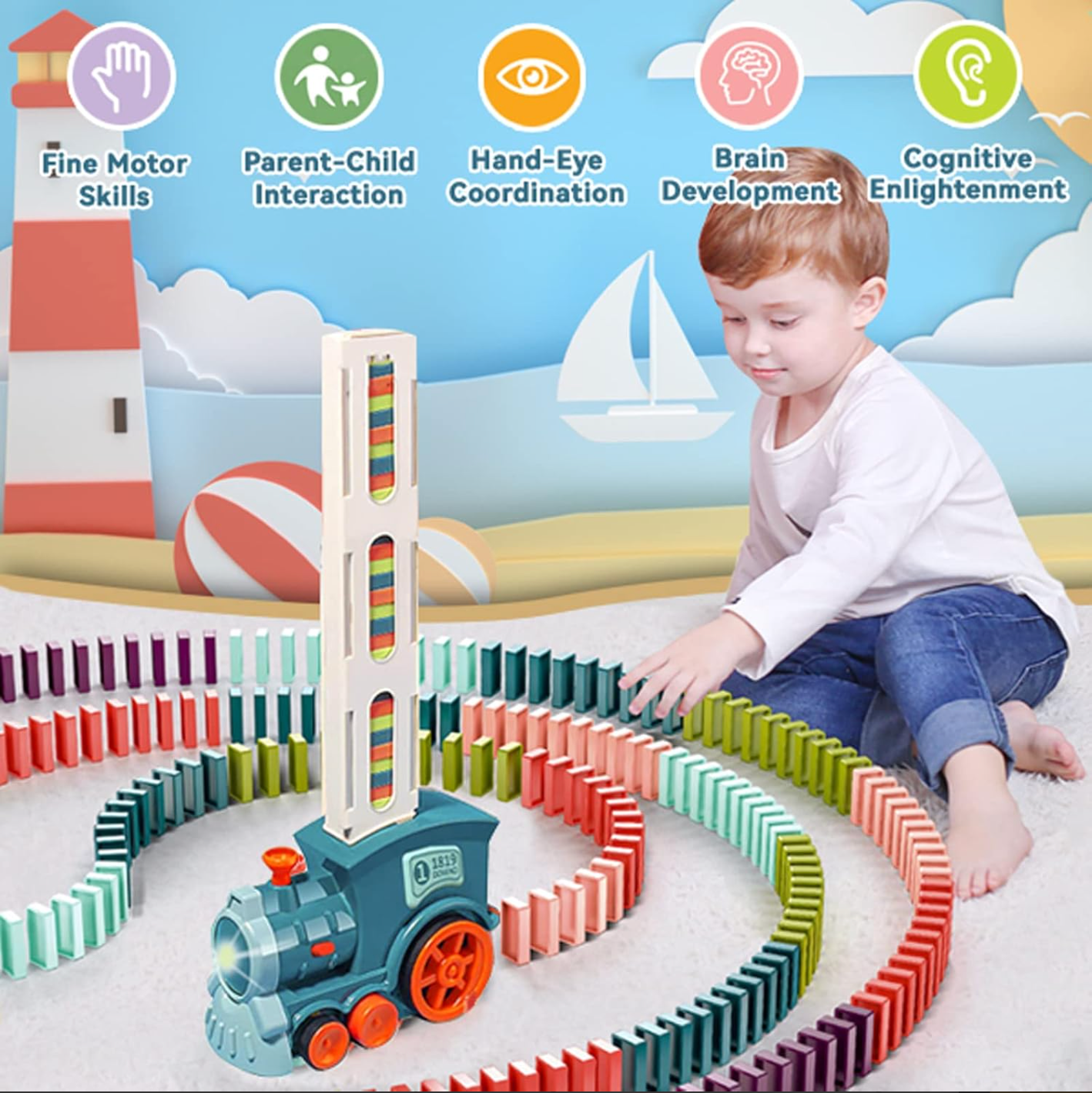Baby and Fur domino train toy gift set for kids ideal birthday and educational gift option