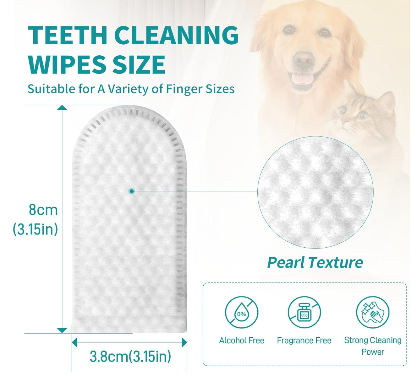 Finger-shaped dog and cat toothbrush wipes by Baby and Fur for gentle, stress-free oral care at home or on travel.
