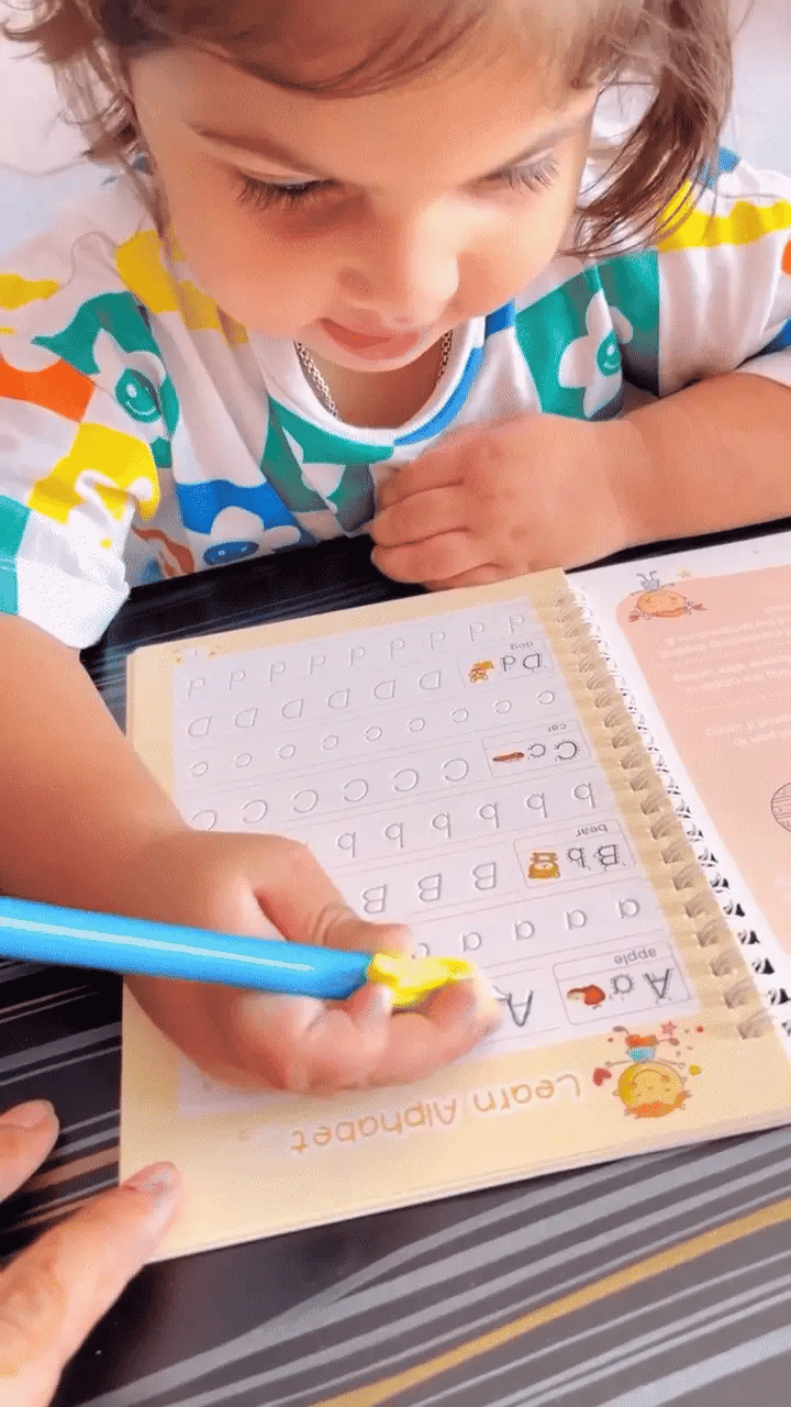 3D grooved reusable writing book by Baby and Fur designed to improve fine motor skills and handwriting in children.