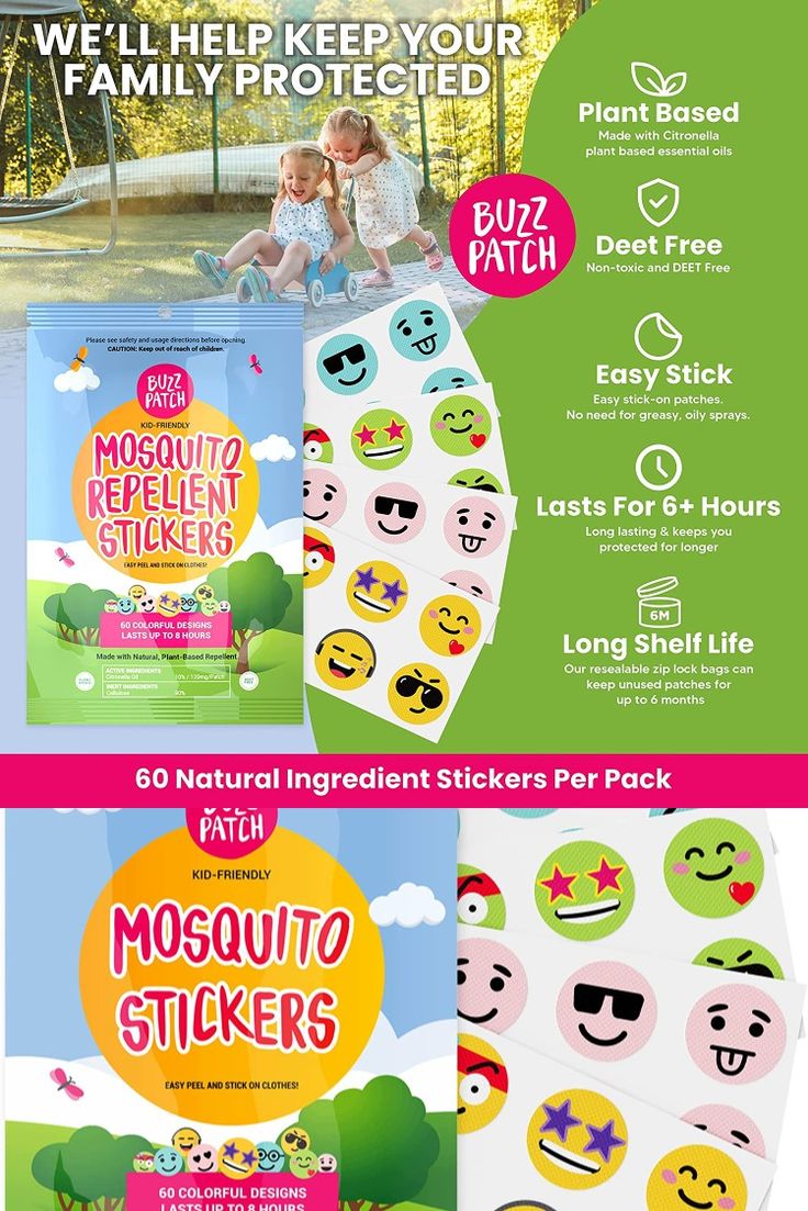 Baby And Fur mosquito repellent sticker on stroller providing safe DEET-free protection