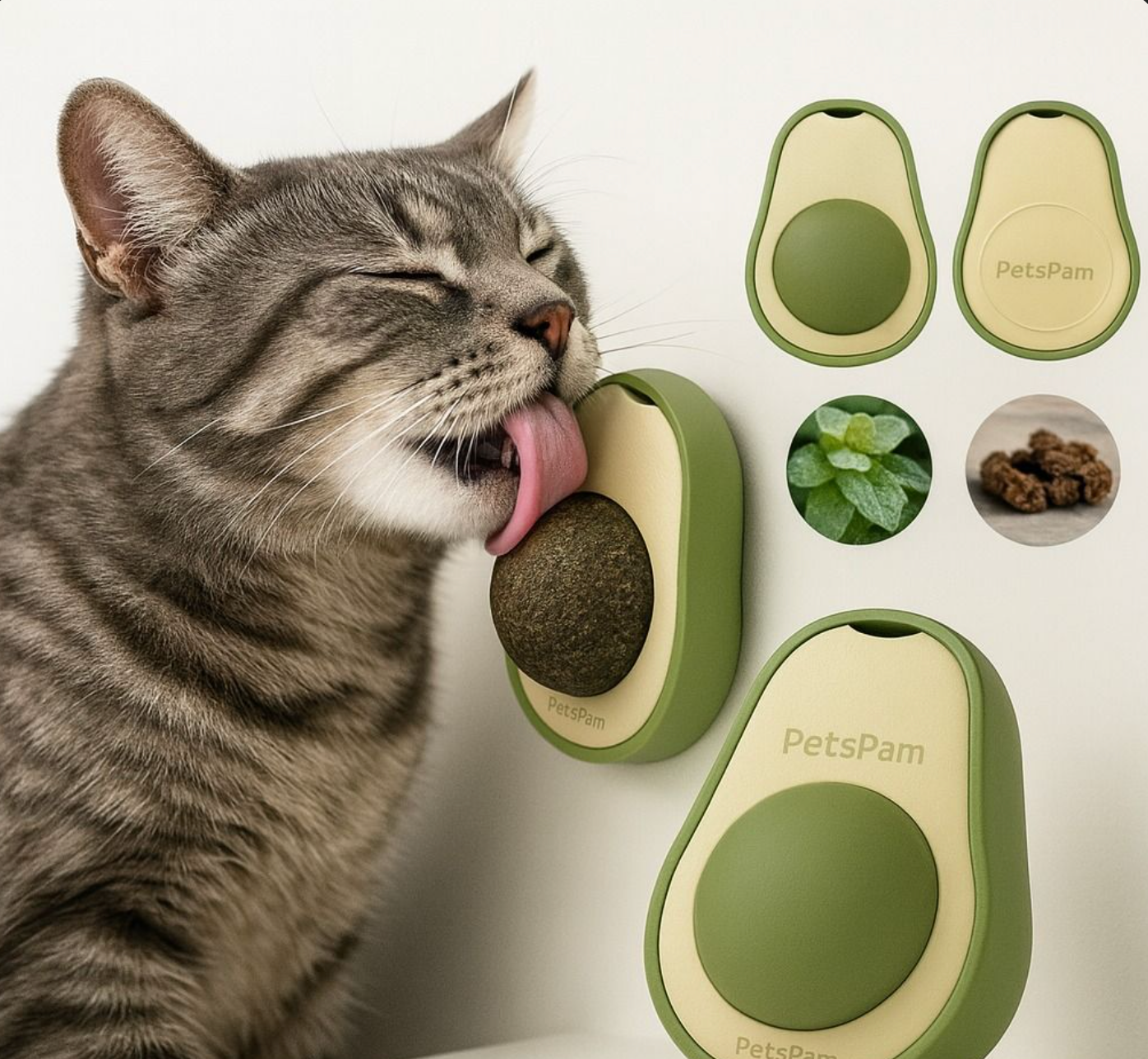 Baby And Fur Natural Catnip Avocado Dental Lick Ball – safe minty cat dental toy for plaque removal and oral care
