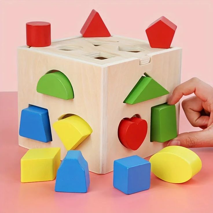 Close-up of Baby And Fur colorful geometric blocks for toddler learning and sorting activity