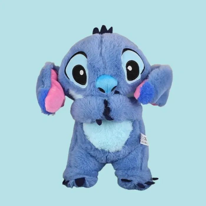 Close-up of Baby And Fur premium soft plush musical stitch doll with gentle breathing feature