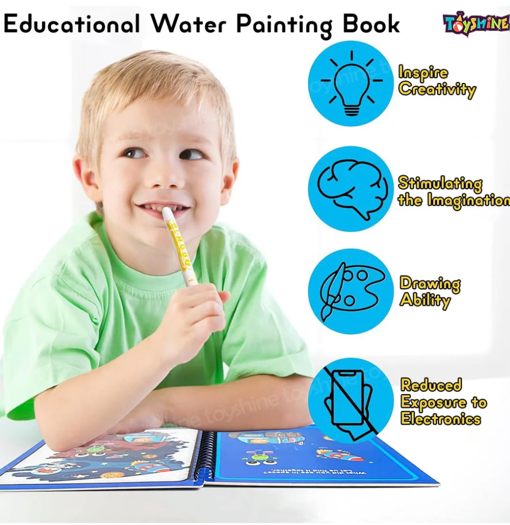 Toddler using Baby And Fur reusable water coloring book – fun and educational doodle learning activity