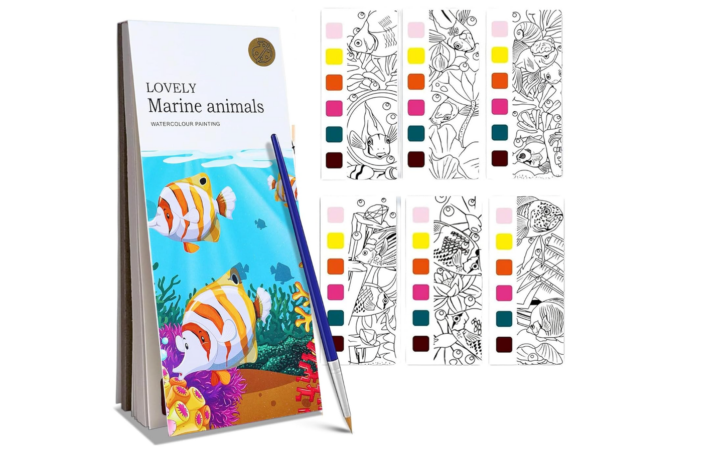 Toddler painting in Baby And Fur watercolor book improving fine motor skills and focus