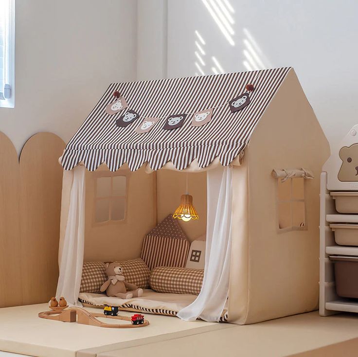 Baby and Fur camping style play tent for boys and girls, offering 100% screen-free engagement and creative brain-boosting play