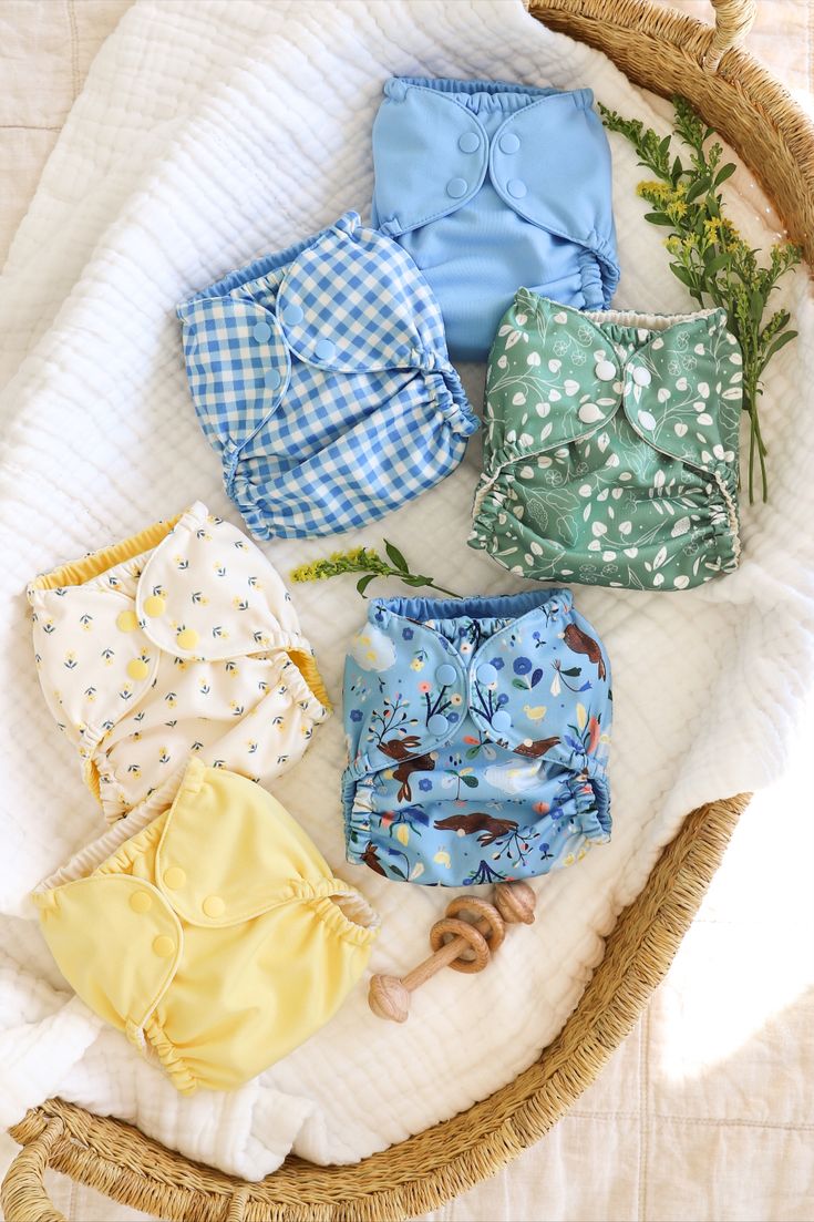 Eco-friendly reusable baby diaper in assorted colors from Baby and Fur for sustainable and safe parenting