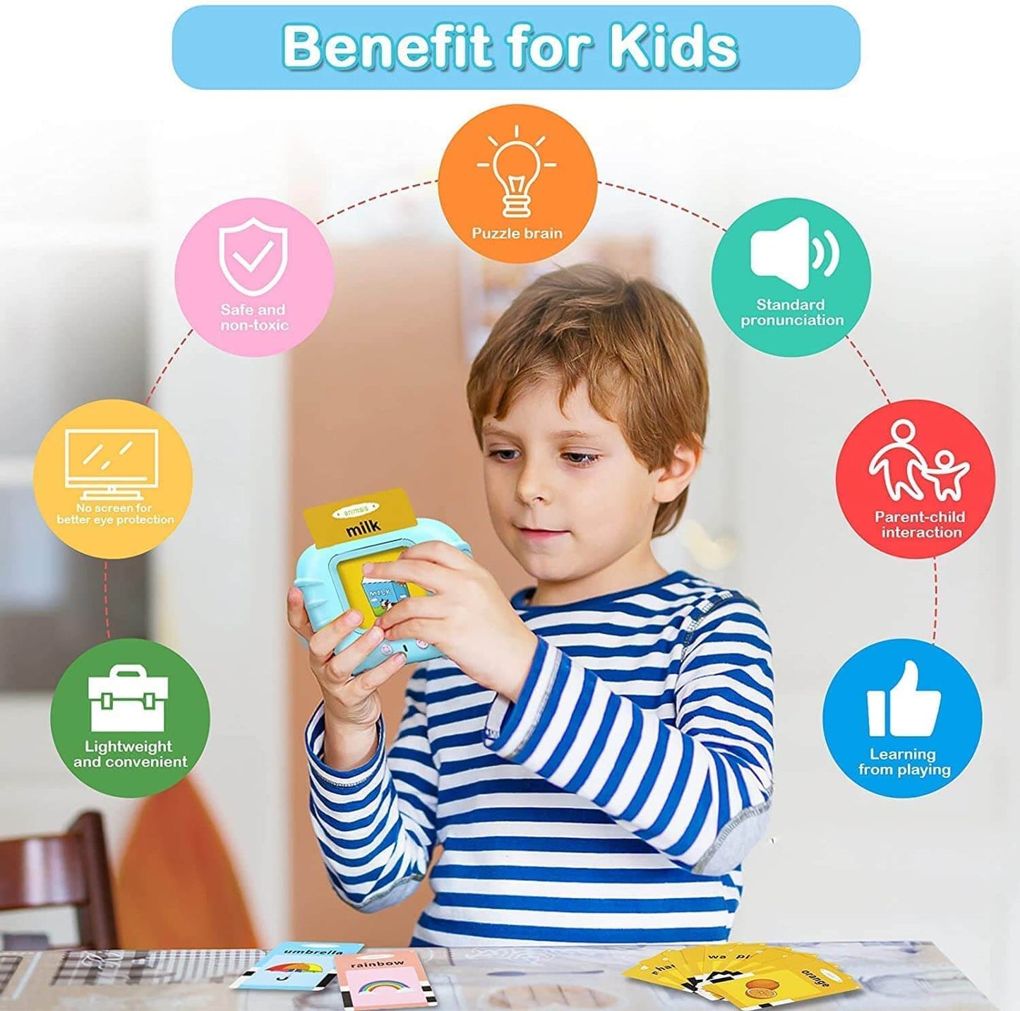 Baby and Fur English vocabulary audio reading flashcards set with 112 double-sided cards and 224 words for early childhood learning