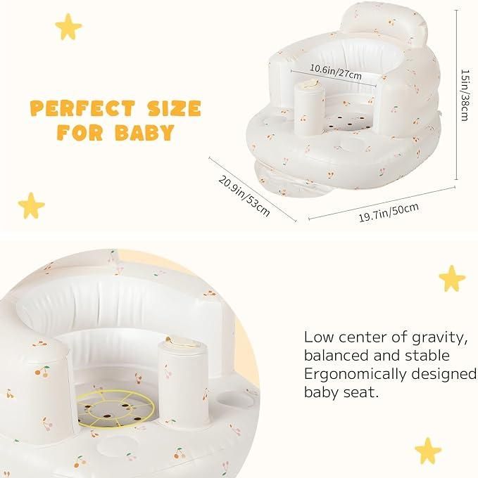 Baby and Fur ergonomic inflatable infant seat for learning to sit, improving balance, posture, and early core motor development