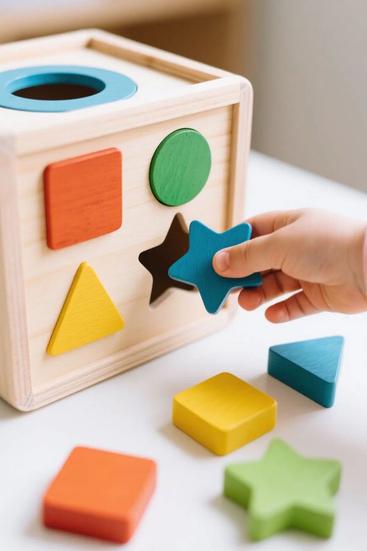 Baby And Fur geometric shape sorter puzzle box with colorful blocks for toddlers learning shapes and colors