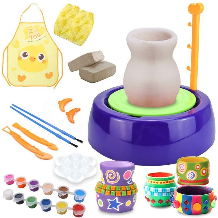 Portable montessori-inspired pottery wheel creative learning kit from Baby and Fur that encourages independent play, problem solving, and hand-eye coordination